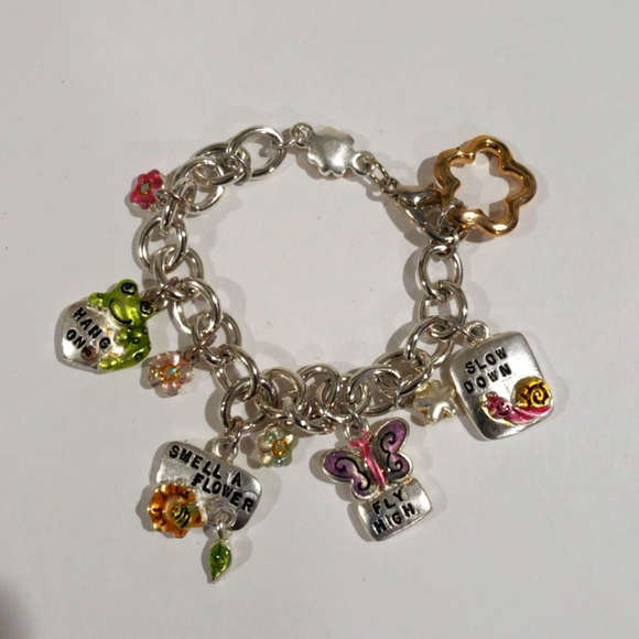 Whimsical Silver-Tone Charm Bracelet – Colorful Inspirational Pendants, Jewelry - Picture 11 of 11